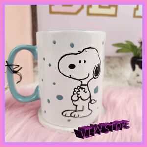 NWT ☕ Peanuts Snoopy Blue White Coffee Mug Nostalgic Design #7119 💙
